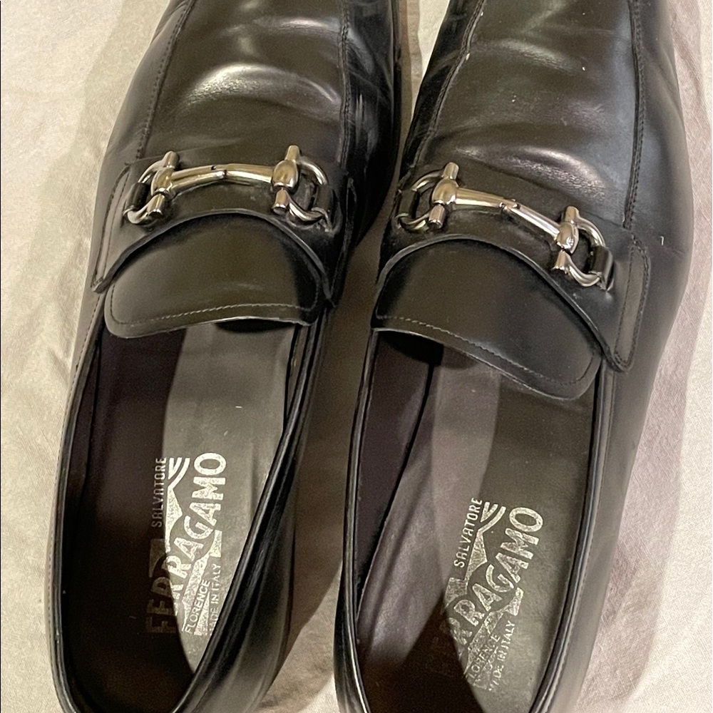 black and silver loafers by salvatore ferragamo